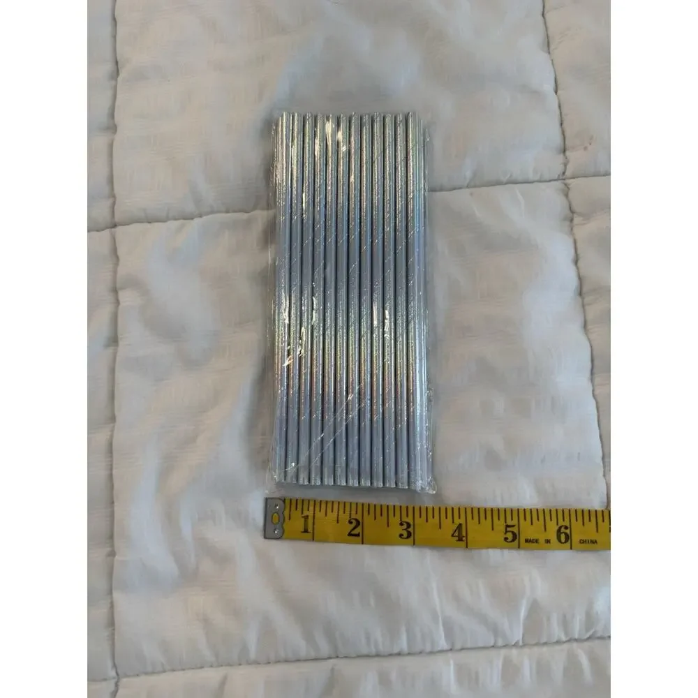 New Iridescent Paper Drinking Straws Lot of 25 Party Bridal Shower Holographic